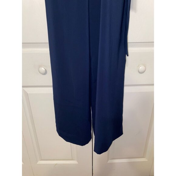 Navy Blue Sleeveless V-Neck Jumpsuit With Belted Waist Size 0 - Picture 3 of 7